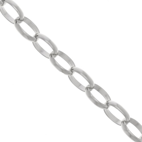 Chaîne en aluminium maille Jaseron ovale 15 mm - maillons ouverts - Rhodié x50cm