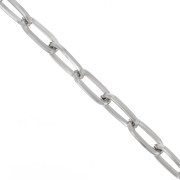 Chaîne aluminium maille Rectangle limée plat 10mm maillons ouverts - Rhodié x50cm