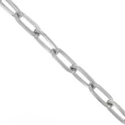 Chaîne aluminium maille Rectangle limée plat 10mm maillons ouverts - Rhodié x50cm