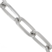 Chaîne aluminium maille Rectangle limée plat 10mm maillons ouverts - Rhodié x50cm