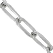 Chaîne aluminium maille Rectangle limée plat 10mm maillons ouverts - Rhodié x50cm
