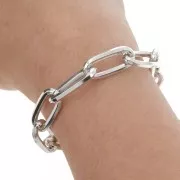 Chaîne aluminium maille Rectangle limée plat 10mm maillons ouverts - Rhodié x50cm