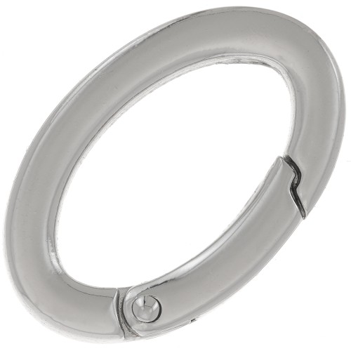 Fermoir ovale mousqueton 30 mm - fil carré - Rhodié x1