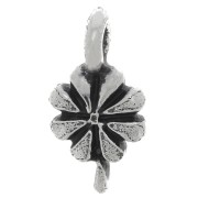 Breloque fleur 12.5x7 mm - Argenté vieilli x1