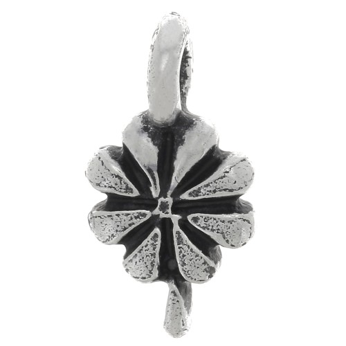 Breloque fleur 12.5x7 mm - Argenté vieilli x1