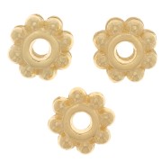 Perles rondelles effet fleur 6 mm - Doré à l'or fin x5