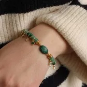 Perles tubes bombés 5x3 mm - Doré à l'or fin x5