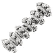 Perles rondelles travaillées - forme fleur 6 mm - Placage argent fin vieilli x6