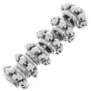 Perles rondelles travaillées - forme fleur 6 mm - Placage argent fin vieilli x6