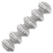 Perles rondelles travaillées et striées 5 mm - Placage argent fin vieilli x6