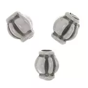 Perles travaillées 4x3.5 mm - Placage argent fin vieilli x10