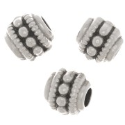 Perles tubes ronds aplaties travaillés 6x7 mm - Placage argent fin vieilli x5|raw }}