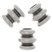 Perles tubes travaillées 6x6 mm - Placage argent fin vieilli x6|raw }}