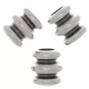 Perles tubes travaillées 6x6 mm - Placage argent fin vieilli x6