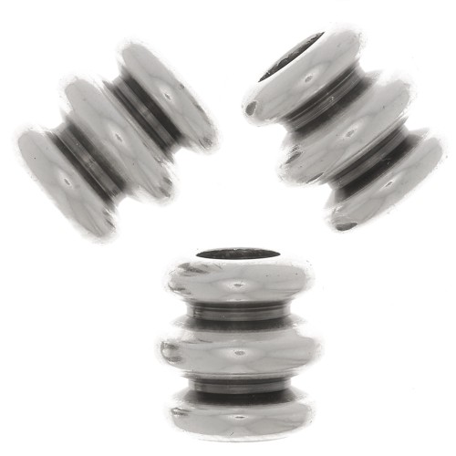 Perles tubes travaillées 6x6 mm - Placage argent fin vieilli x6