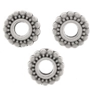 Perles rondelles travaillées 7 mm - Placage argent fin vieilli x6