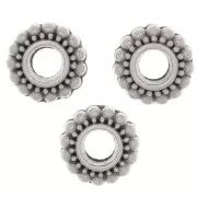 Perles rondelles travaillées 7 mm - Placage argent fin vieilli x6