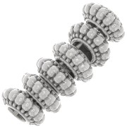 Perles rondelles travaillées 7 mm - Placage argent fin vieilli x6