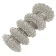 Perles rondelles travaillées 7 mm - Placage argent fin vieilli x6