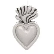 Perle coeur Ex-voto mexicain 16x10 mm - Placage argent fin vieilli x1