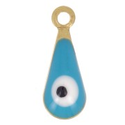 Breloques gouttes - motif oeil en résine époxy 10.5x4 mm - Doré - Turquoise x5|raw }}