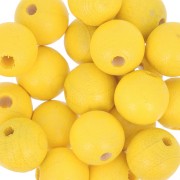 Perles rondes en bois 10 mm Jaune x10