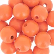 Perles rondes en bois 10 mm Orange x10