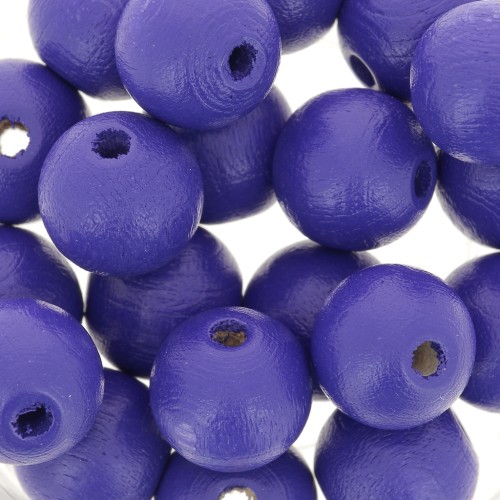 Perles rondes en bois 10 mm Bleu Nuit x10