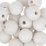 Perles rondes en bois 10 mm Blanc x10