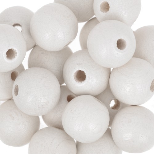 Perles rondes en bois 10 mm Blanc x10