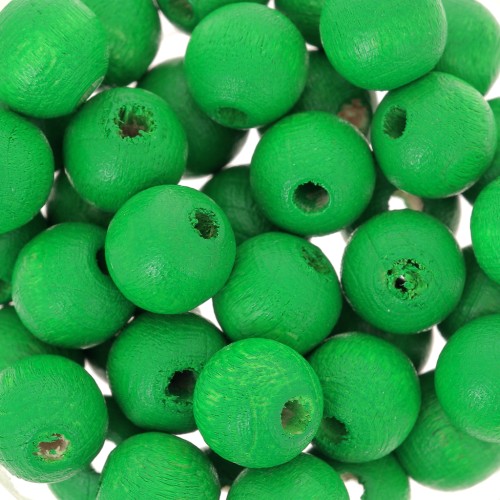 Perles rondes en bois 8 mm Vert foncé x20
