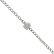 Chaîne maille Forçat liméé alternée perles rondes 3.5mm Acier inoxydable 304 x50cm