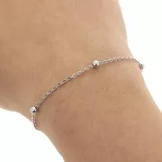 Chaîne maille Forçat liméé alternée perles rondes 3.5mm Acier inoxydable 304 x50cm