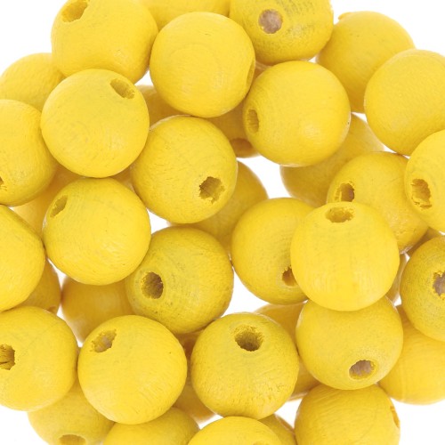 Perles rondes en bois 8 mm Jaune x20