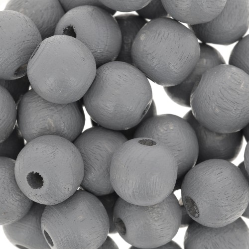 Perles rondes en bois 8 mm Gris x20