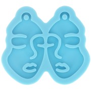 Moule silicone - boucles d'oreilles visage pour résine époxy et poudre céramique