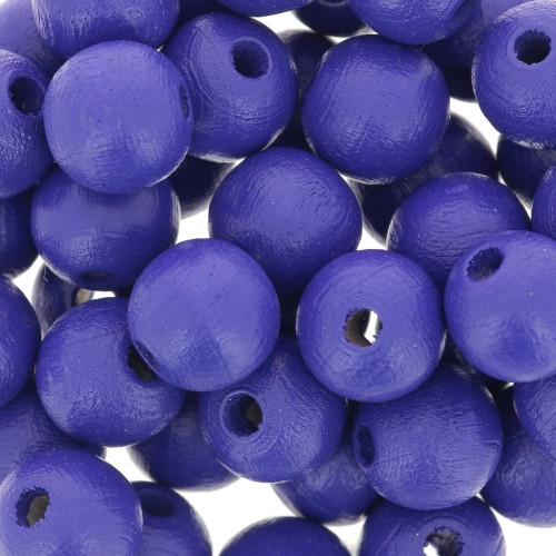Perles rondes en bois 8 mm Bleu Nuit x20