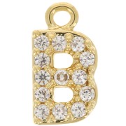 Breloque lettre alphabet 8 mm avec oxydes de Zirconium  - B - Doré à l'or fin - Crystal x1|raw }}