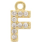 Breloque lettre alphabet 8 mm avec oxydes de Zirconium  - F - Doré à l'or fin - Crystal x1|raw }}