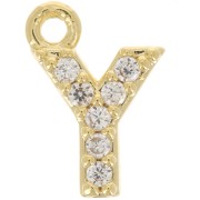 Breloque lettre alphabet 8 mm avec oxydes de Zirconium  - Y - Doré à l'or fin - Crystal x1