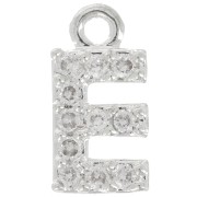 Breloque lettre alphabet 8 mm avec oxydes de Zirconium  - E - Placage Argent fin - Crystal x1|raw }}