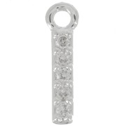 Breloque lettre alphabet 8 mm avec oxydes de Zirconium  - I - Placage Argent fin - Crystal x1