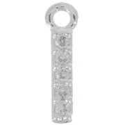 Breloque lettre alphabet 8 mm avec oxydes de Zirconium  - I - Placage Argent fin - Crystal x1