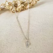 Breloque lettre alphabet 8 mm avec oxydes de Zirconium  - I - Placage Argent fin - Crystal x1