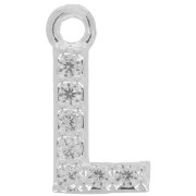 Breloque lettre alphabet 8 mm avec oxydes de Zirconium  - L - Placage Argent fin - Crystal x1|raw }}
