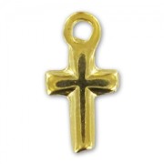 Breloques croix relief 13 mm doré à l'or fin x5