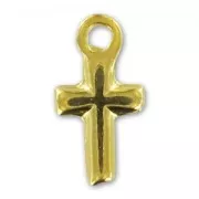 Breloques croix relief 13 mm doré à l'or fin x5