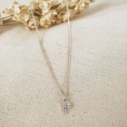 Breloque lettre alphabet 7 mm avec oxydes de Zirconium  - X - Placage Argent fin - Crystal x1