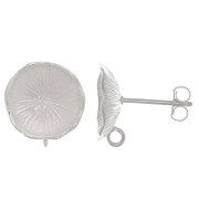 Clous d'oreilles fleur de lotus 12 mm - avec anneau ouvert - Placage Argent fin x2