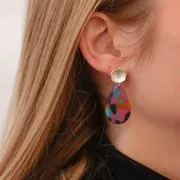 Clous d'oreilles fleur de lotus 12 mm - avec anneau ouvert - Placage Argent fin x2